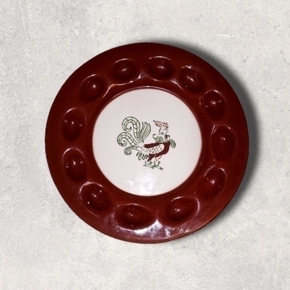 Brock of California Vintage Chanticleer Rooster 13” Egg Platter